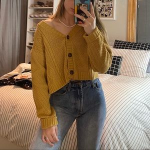 mustard yellow cropped cardigan